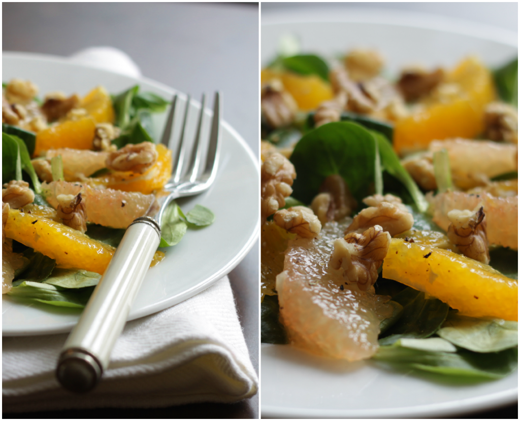 Appelsin/grape salat med valnødder