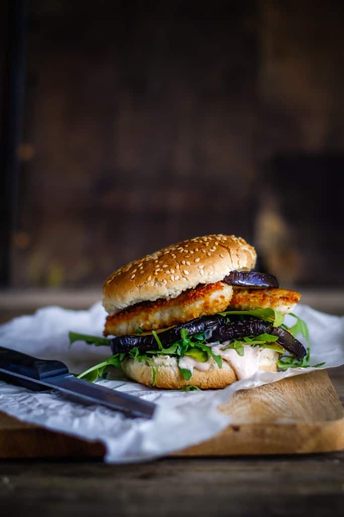 kyllingeburger med aubergine - burgeropskrift