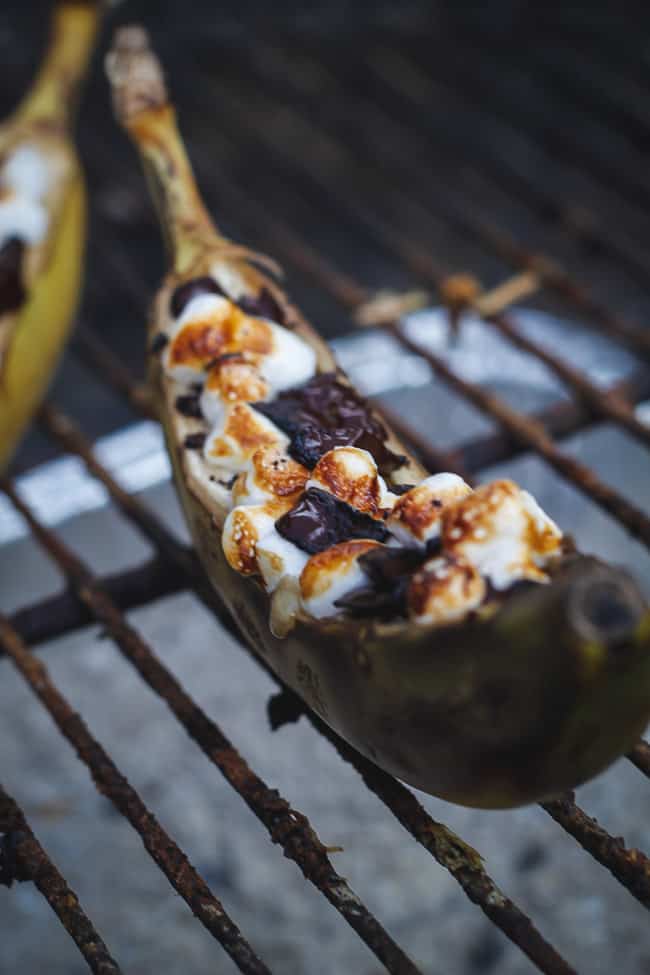 Banan på grill - banan smores - opskrift med banan