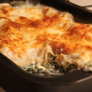 Fedtfattig, vegetarisk spinatlasagne