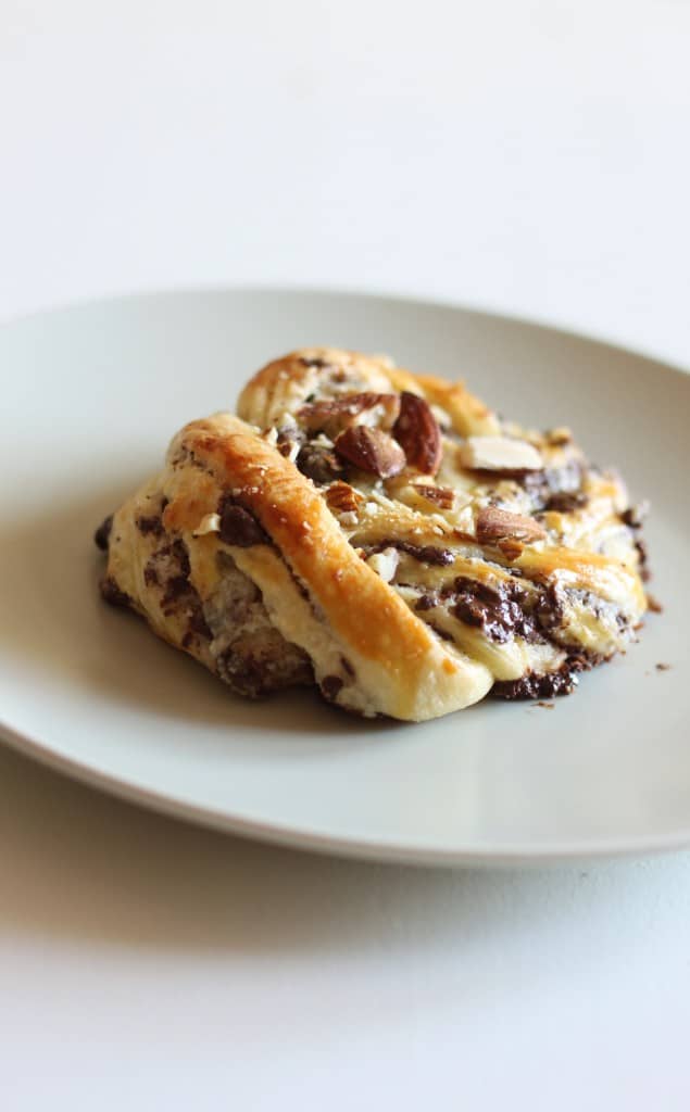 Chokoladesnurrer med marcipan og mandler