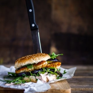 kyllingeburger med aubergine - burgeropskrift