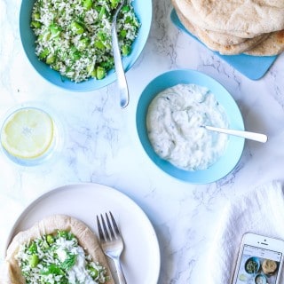 Fladbrød med blomkålssalat og tzatziki1