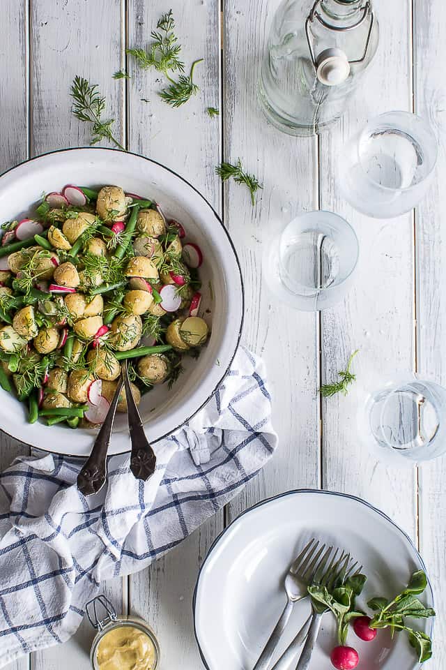 Fransk kartoffelsalat med radiser og grønne bønner